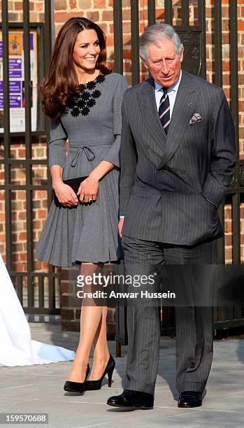Catherine, Duchess of Cambridge and Prince Charles, Prince of Wales visit the Dulwich Picture Gallery on March 15, 2012 in London, England. The...