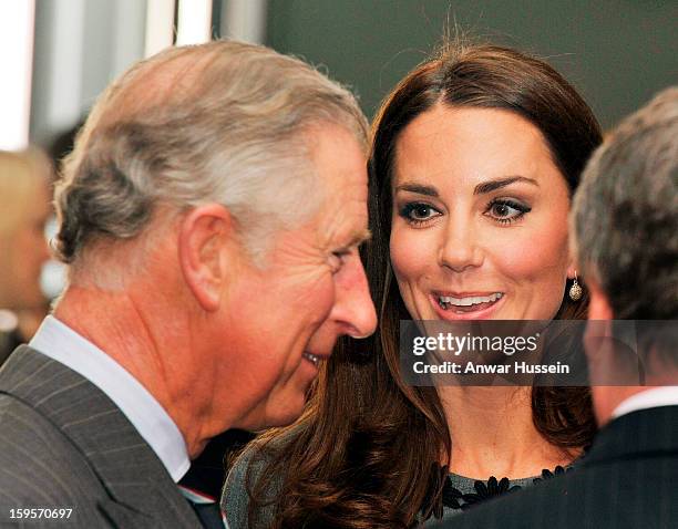 Catherine, Duchess of Cambridge and Prince Charles, Prince of Wales visit the Dulwich Picture Gallery on March 15, 2012 in London, England. The...