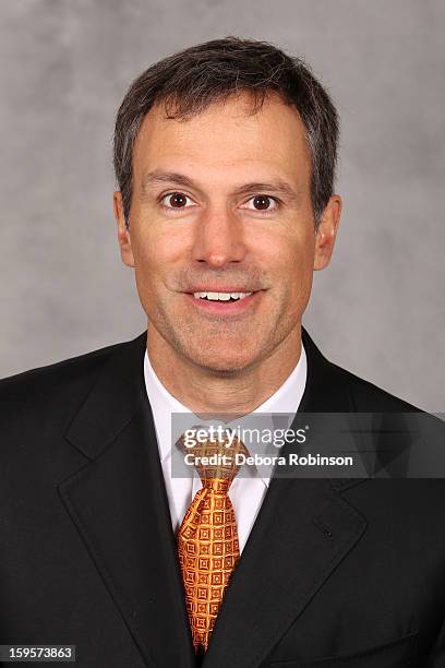 Assistant coach Rob Niedermayer of the Anaheim Ducks poses for his official headshot for the 2012-2013 season on January 15, 2013 at Honda Center in...