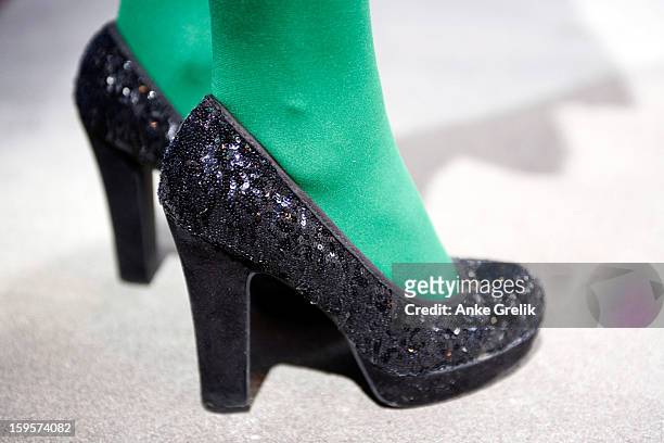 Shoe detail at Mercedes-Benz Fashion Week Autumn/Winter 2013/14 on January 16, 2013 in Berlin, Germany.