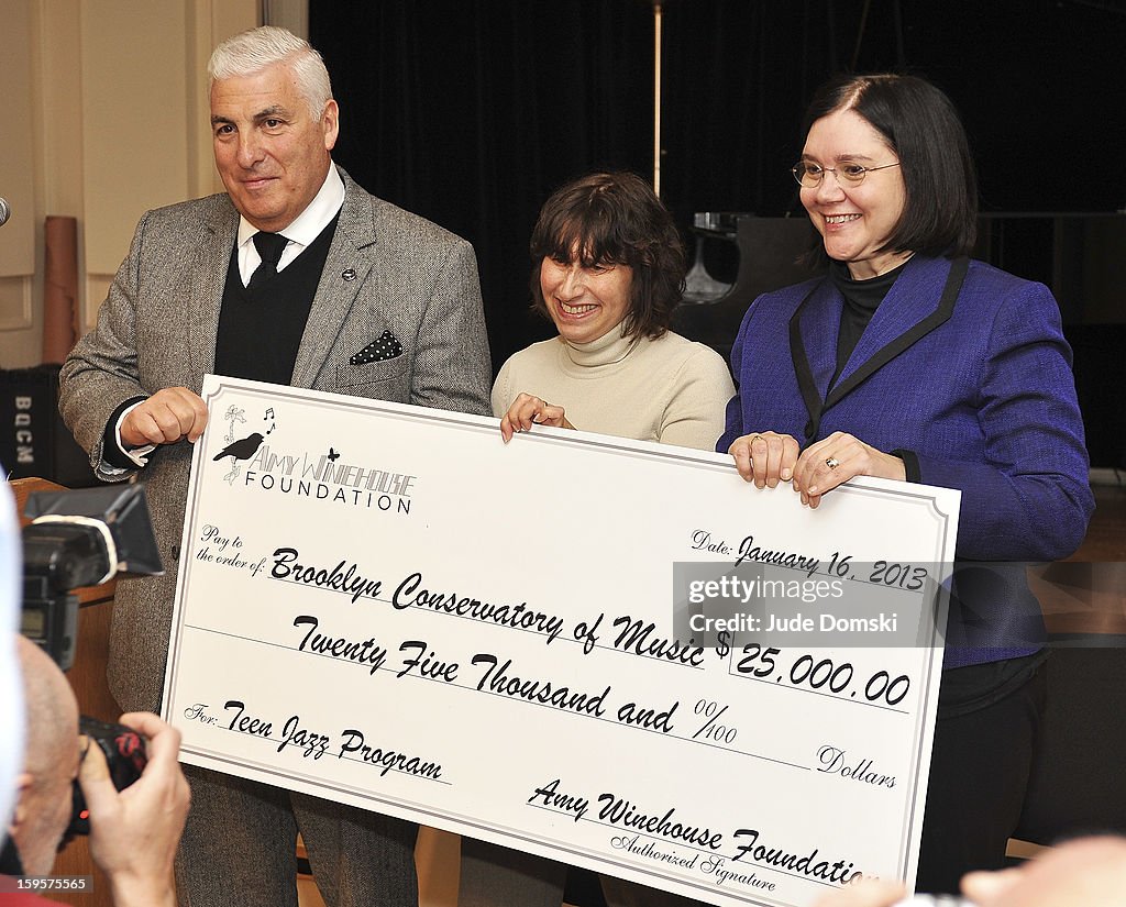 Amy Winehouse Foundation Presents A Grant To Brooklyn Conservatory Of Music In Support Of The Teen Jazz Scholarship Program