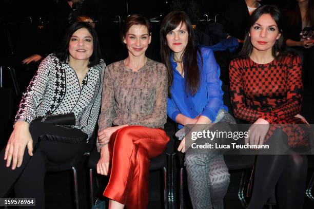 Jasmin Tabatabai, Christiane Paul, Fritzi Haberlandt and Nadine Warmuth attend Lala Berlin Autumn/Winter 2013/14 fashion show during Mercedes-Benz...