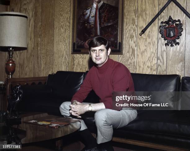 Songwriter and producer Rick Hall poses for a portrait in his office at FAME Studios in 1968 in Muscle Shoals, Alabama.