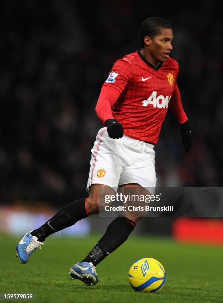 Luis Antonio Valencia of Manchester United in action during the FA Cup with Budweiser Third Round Replay match between Manchester United and West Ham...