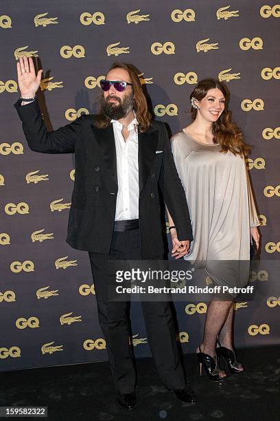 Musician Sebastien Tellier and his wife Amandine de La Richardiere attend the GQ Men of the year awards 2012 at Musee d'Orsay on January 16, 2013 in...