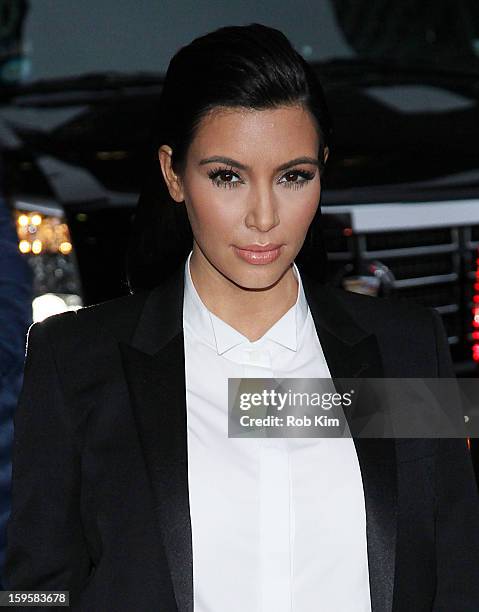 Kim Kardashian visits "Late Show With David Letterman" at Ed Sullivan Theater on January 16, 2013 in New York City.