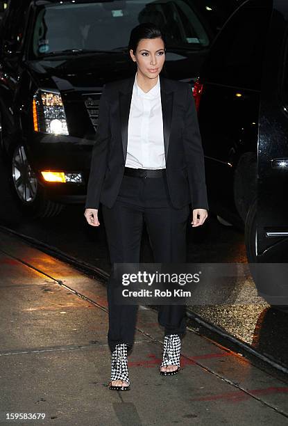 Kim Kardashian visits "Late Show With David Letterman" at Ed Sullivan Theater on January 16, 2013 in New York City.