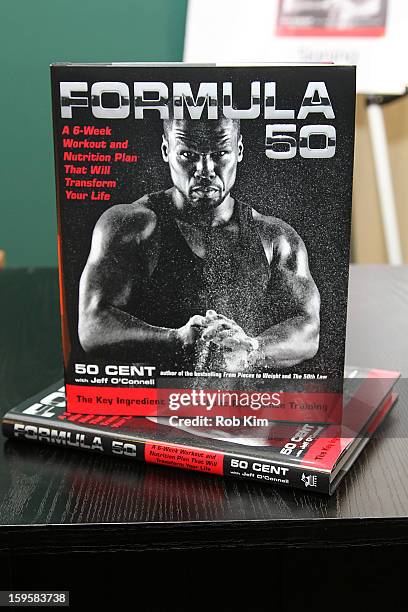 View of 50 Cent's new book "Formula 50: A 6-Week Workout and Nutrition Plan That Will Transform Your Life" at Barnes & Noble, 5th Avenue on January...