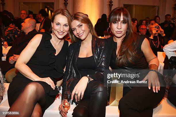 Caroline Beil, Sophia Thomalla and Simone Thomalla attend Basler Autumn/Winter 2013/14 fashion show during Mercedes-Benz Fashion Week Berlin at Hotel...