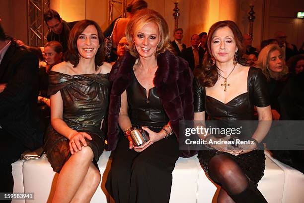 Ulrike Frank, Petra van Bremen and Vicky Leandros attend Basler Autumn/Winter 2013/14 fashion show during Mercedes-Benz Fashion Week Berlin at Hotel...