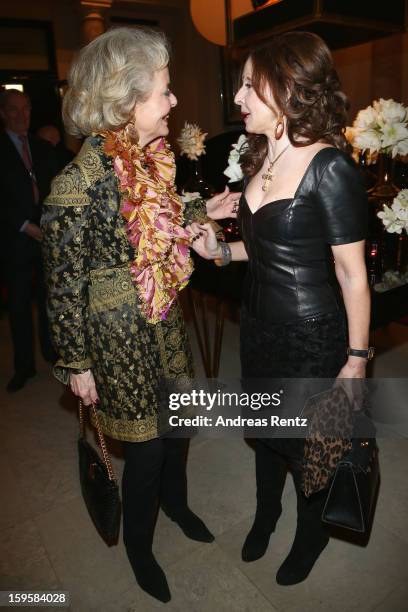 Friede Springer and Vicky Leandros attend Basler Autumn/Winter 2013/14 fashion show during Mercedes-Benz Fashion Week Berlin at Hotel De Rome on...