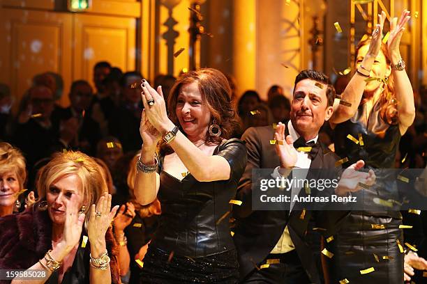 Petra van Bremen, Vicky Leandros and Dagmar Koegel attend Basler Autumn/Winter 2013/14 fashion show during Mercedes-Benz Fashion Week Berlin at Hotel...