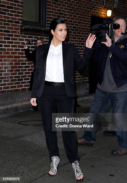 Kim Kardashian arrives for "The Late Show with David Letterman" at Ed Sullivan Theater on January 16, 2013 in New York City.