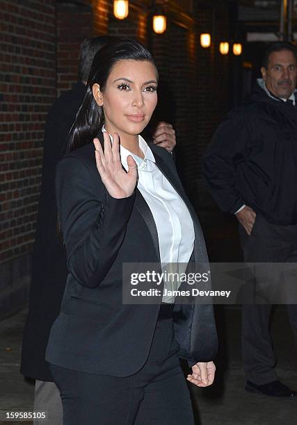 Kim Kardashian leaves 'Late Show with David Letterman' at Ed Sullivan Theater on January 16, 2013 in New York City.