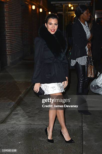 Kourtney Kardashian leaves 'Late Show with David Letterman' at Ed Sullivan Theater on January 16, 2013 in New York City.