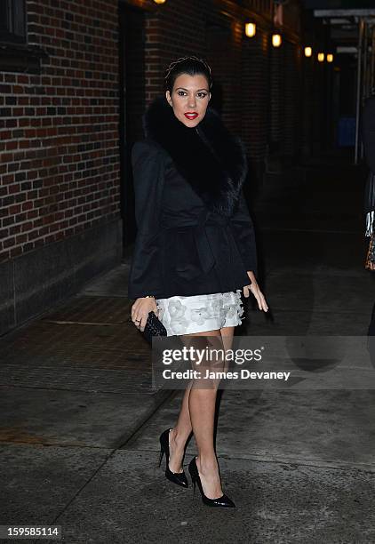 Kourtney Kardashian leaves 'Late Show with David Letterman' at Ed Sullivan Theater on January 16, 2013 in New York City.