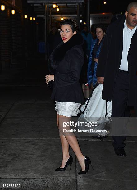 Kourtney Kardashian leaves 'Late Show with David Letterman' at Ed Sullivan Theater on January 16, 2013 in New York City.