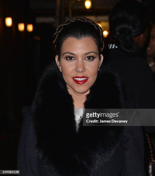 Kourtney Kardashian leaves 'Late Show with David Letterman' at Ed Sullivan Theater on January 16, 2013 in New York City.
