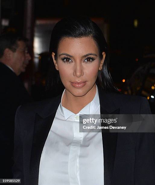 Kim Kardashian leaves 'Late Show with David Letterman' at Ed Sullivan Theater on January 16, 2013 in New York City.