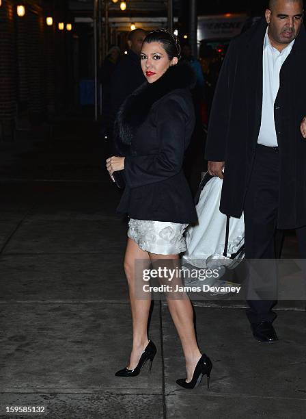 Kourtney Kardashian leaves 'Late Show with David Letterman' at Ed Sullivan Theater on January 16, 2013 in New York City.