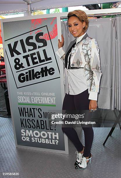 Singer Keri Hilson launches the Gillette "Kiss & Tell" Experiment on the Santa Monica Pier on January 16, 2013 in Santa Monica, California.