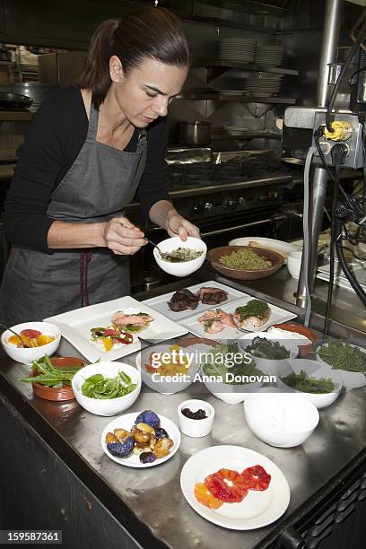 Award-winning chef Suzanne Goin preparing food for The 19th Annual Screen Actors Guild Awards at Lucques Restaurant on January 16, 2013 in Los...