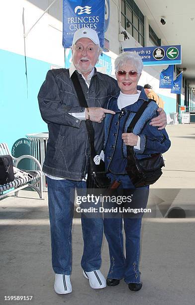 Actors Marty Ingels and Shirley Jones celebrate their 35th wedding anniversary by cruising on the Golden Princess at the Port of Los Angeles Berth 93...