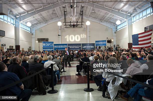 General view of atmosphere at New Jersey Governor Chris Christie's 100th Town Hall Meeting at St. Mary's Parish Center on January 16, 2013 in...