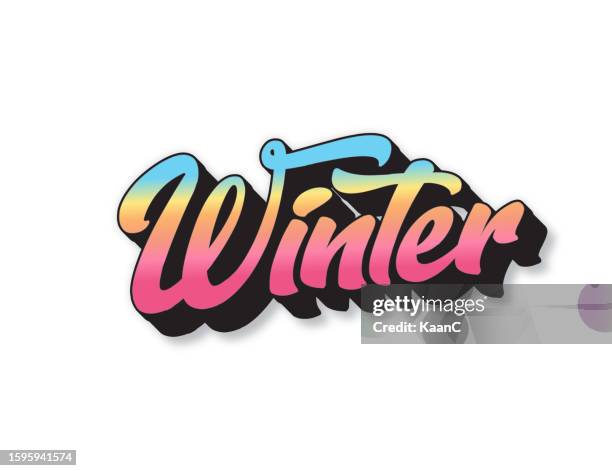 Winter Fun Lettering Winter Lettering Retro Style Lettering Stock Illustration Invitation Or ...