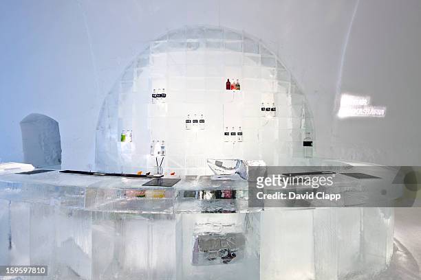 ice hotel, kiruna, sweden - ice hotel sweden stock pictures, royalty-free photos & images