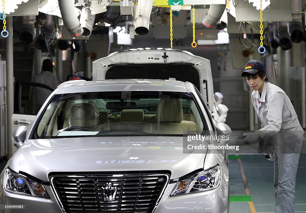 Akio Toyoda Attends Line-Off Of Toyota Crown Cars And Plant Tour