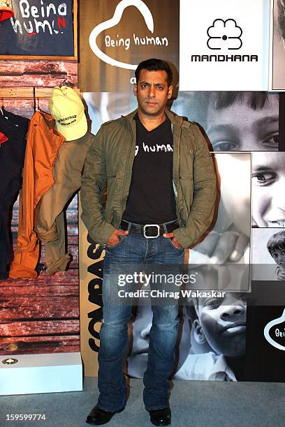 Salman Khan attends a press conference to launch the new Being Human flagship store at Sofitel on January 17, 2013 in Mumbai, India.