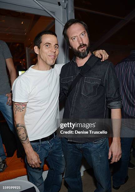 Steve O and Tom Green during Andrea's Grand Opening after party at Surrender Nightclub in Wynn Las Vegas on January 16, 2013 in Las Vegas, Nevada.