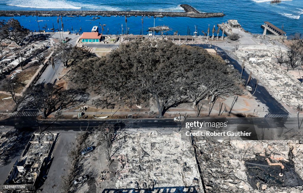 Aerial views of Lahaina.