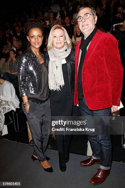 Dennenesch Zoude, Sabine Christiansen and Norbert Medus attend Schumacher Autumn/Winter 2013/14 Fashion Show during Mercedes-Benz Fashion Week Berlin...