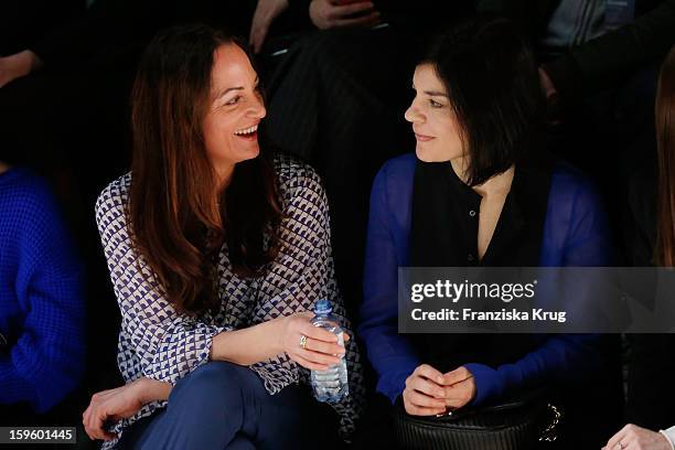 Natalia Woerner and Jasmin Tabatabei attend Schumacher Autumn/Winter 2013/14 Fashion Show during Mercedes-Benz Fashion Week Berlin at Brandenburg...