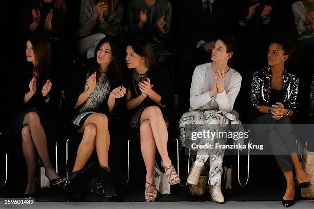 Angela Lanz, Bettina Zimmermann, Nadine Warmuth, Bibiana Beglau and Dennenesch Zoude attend Schumacher Autumn/Winter 2013/14 Fashion Show during...