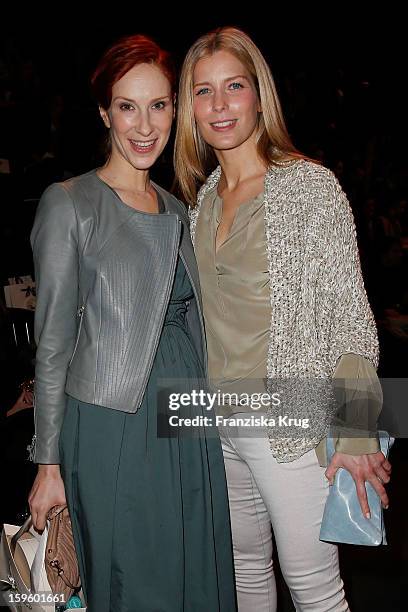 Chiara Schoras and Valerie Niehaus attend Schumacher Autumn/Winter 2013/14 Fashion Show during Mercedes-Benz Fashion Week Berlin at Brandenburg Gate...