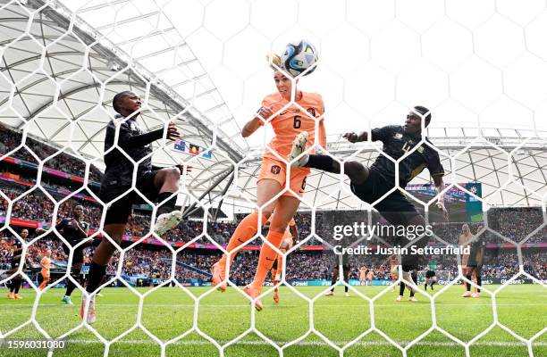 Jill Roord of Netherlands heads to score her team's first goal during the FIFA Women's World Cup Australia & New Zealand 2023 Round of 16 match...