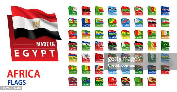 illustrations, cliparts, dessins animés et icônes de made in - ensemble vectoriel. drapeaux africains et texte fait dans. isolé sur fond blanc - kenya flag