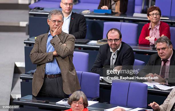 Michael Schlecht, MP Die Linke, during a debate on the Annual Economic Report 2013 of the Federal Government at Reichstag, the seat of the German...