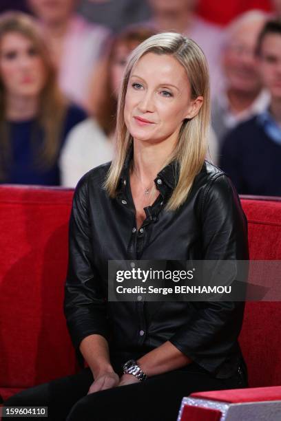 French actress Catherine Marchal attends 'Vivement Dimanche' TV show on October 30, 2012 in Paris, France.