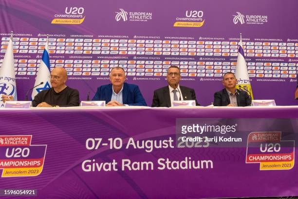 President of LOC Ami Baran of Israel, President of European Athletics Dobromir Karamarinov of Bulgaria, Mayor of Jerusalem Moshe Lion of Israel and...