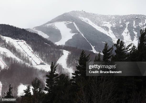 The course is set for the USANA Freestyle World Cup Moguls competition at Whiteface Mountain on January 17, 2013 in Lake Placid, New York.