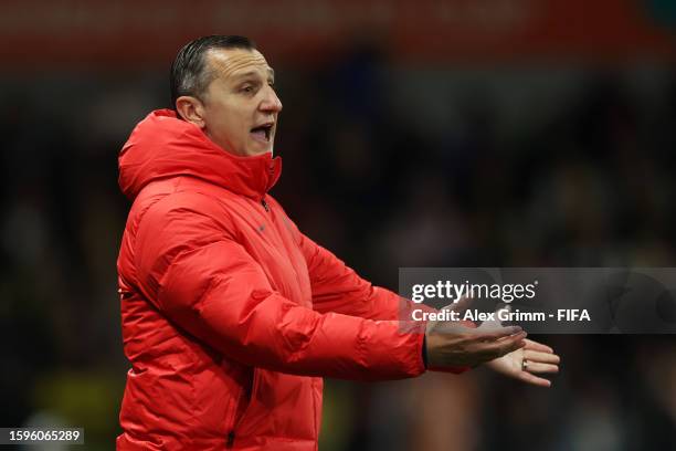 Vlatko Andonovski, Head Coach of USA, reacts during the FIFA Women's World Cup Australia & New Zealand 2023 Round of 16 match between Sweden and USA...