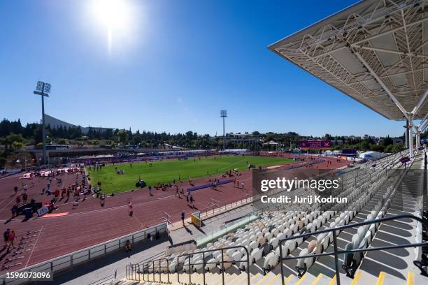 General view of the Givat Ram stadium during practice session before European Athletics U20 Championships Jerusalem on August 06, 2023 in Jerusalem,...