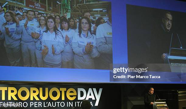 Sergio Marchionne, President of FIAT and Chrysler makes his speech at Quattroruote Day 2013 on January 17, 2013 in Milan, Italy. Quattroruote Day is...