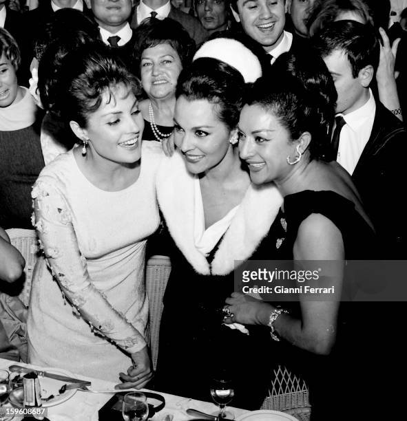 At the christening of her daughter Rosario, the Spanish singer and dancer Lola Flores with the Spanish dancers and singers Paquita Rico and Carmen...