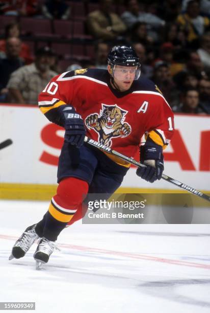 Pavel Bure of the Florida Panthers skates on the ice during an NHL game against the New Jersey Devils on October 30, 2000 at the Continental Airlines...