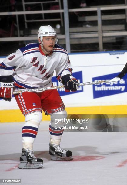 Pavel Bure of the New York Rangers skates on the ice during an NHL game in April, 2002 at the Madison Square Garden in New York, New York.